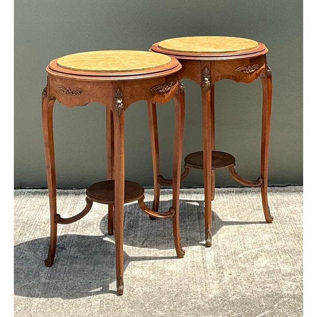 Vintage Louis XV Stone Top Side Tables - A Pair For Sale - Image 11 of 12