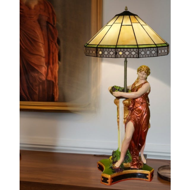 Neoclassical Mid-Century Grecian Women With Basket of Grapes Table Lamp For Sale - Image 3 of 12