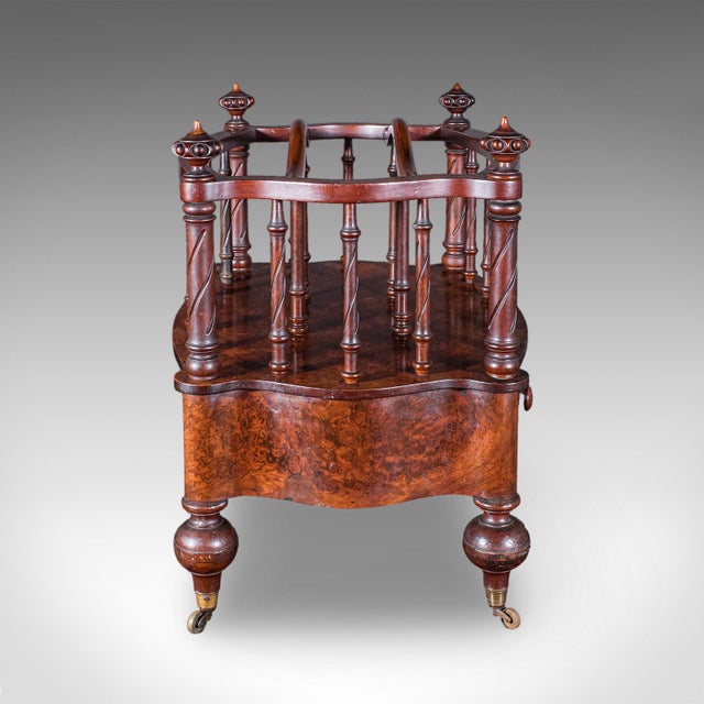 Antique Canterbury Stand, English, Burr Walnut, Newspaper, Magazine, Regency For Sale - Image 4 of 10
