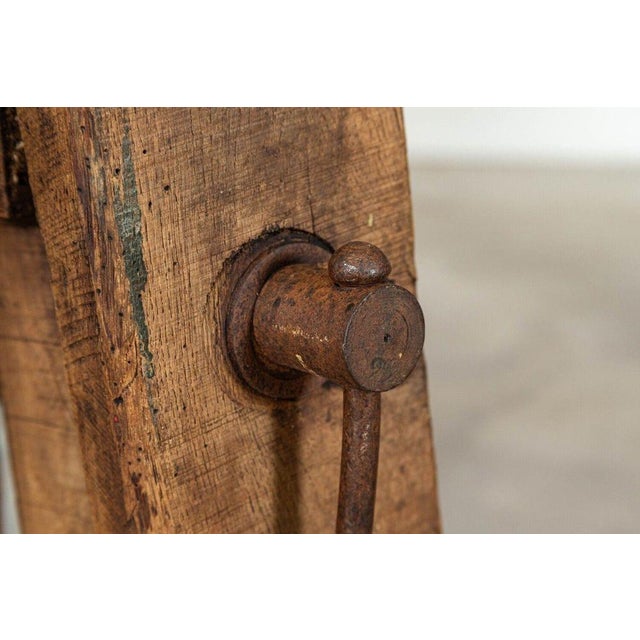 19thc French Elm Cobblers Bench Console, 1890 For Sale - Image 16 of 18
