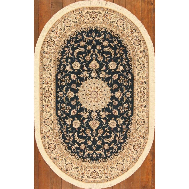 Oval Hand-Knotted Middle Eastern Rug For Sale - Image 11 of 11