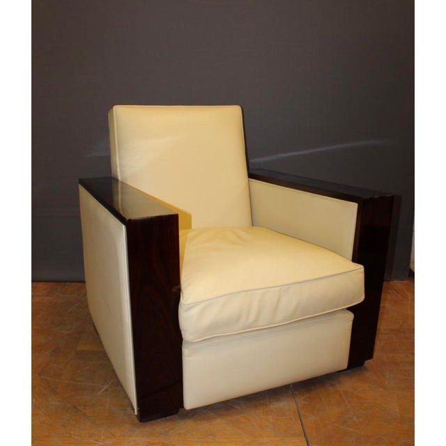 Set of Art Deco style Armchairs in Rosewood & Leather, 1980s For Sale - Image 12 of 16