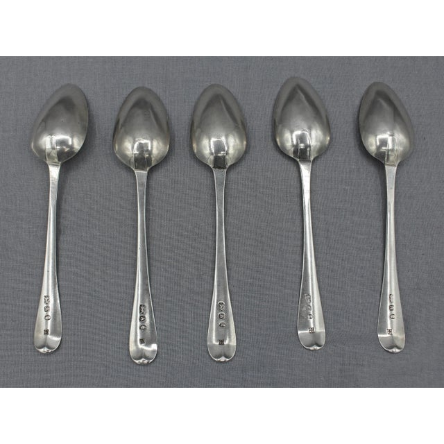 Set of 5 sterling silver coffee spoons by Peter & Ann Bateman, London, 1796. Georgian neoclassical design. Peter was...