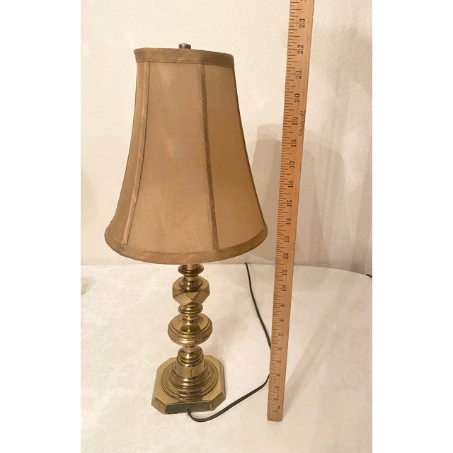 Mid 20th Century Solid Brass Mid 20th Century Uniquely Intricate Candlestick Style Pair of Lamps Excellent Condition. For Sale - Image 5 of 12