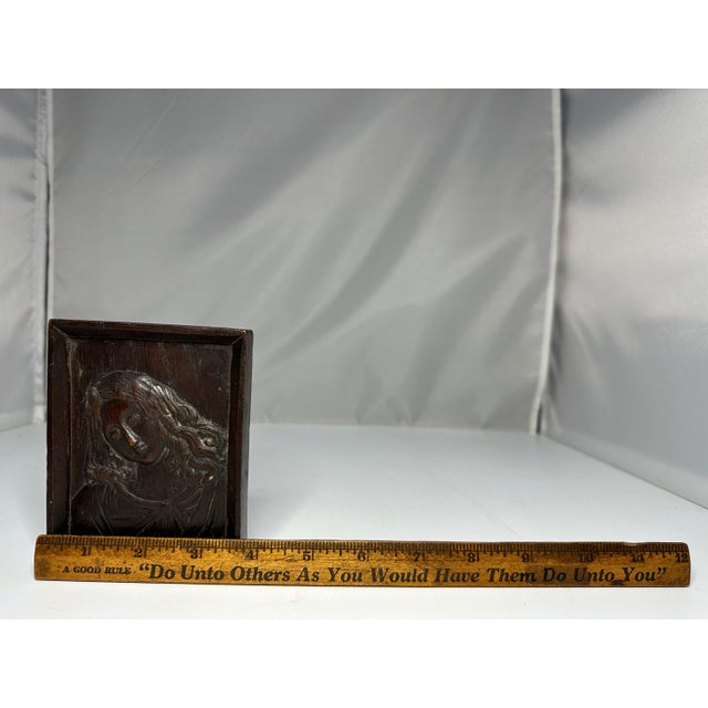 Antique Bas Relief Wood Carving: Saint John Portrait Plaque For Sale - Image 9 of 9