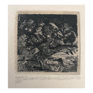 1972 Adrienne Cullom Dream Miniature Etching For Sale