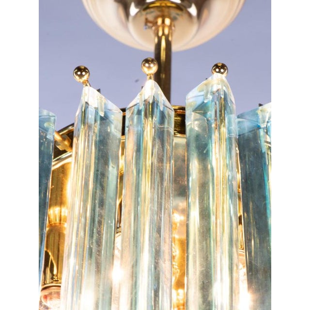 1980s Aquamarine Murano Glass Triedri Curvati Chandelier from Venini, Italy, 1980s For Sale - Image 5 of 14
