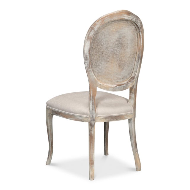Cane Back Dining Chairs in Gray Oak with Taupe Seats, Sets of 2 For Sale - Image 4 of 11