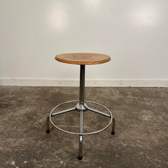 Metal Mid Century Modern Workshop Task Stool Made in Italy For Sale - Image 7 of 12