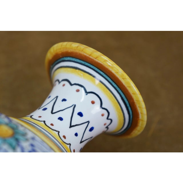 Italian Deruta Raffaellesco Custom Made Porcelain Serpent Dragon Vase 8" For Sale - Image 9 of 12