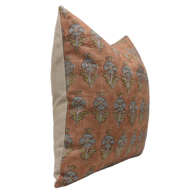 Art Deco Block Print Thick Linen Throw Pillow Cover 18x18 Inch - Mor Mukut For Sale - Image 3 of 6
