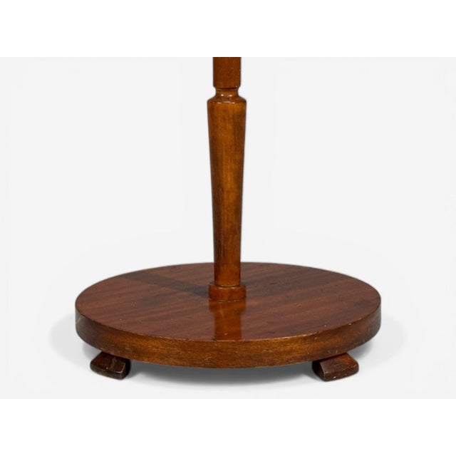 Wood Swedish Art Deco, Floor Lamp, Wood, Metal, Silk, Sweden, 1930s For Sale - Image 7 of 9