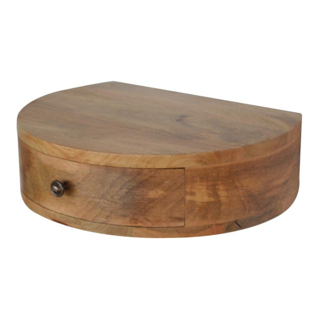 Wall-Mounted Rounded Oak-Ish Nightstand For Sale In Philadelphia - Image 6 of 8