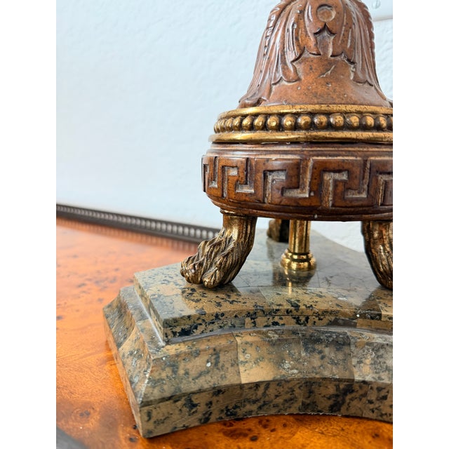 Pair of Maitland-Smith Candlestick-Form Table Lamps With Original Shades Harp and Finials For Sale In Naples, FL - Image 6 of 14