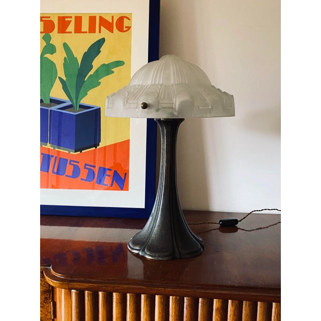 1930s Art Deco Bronze Table Lamp, France Ca. 1930s For Sale - Image 5 of 12