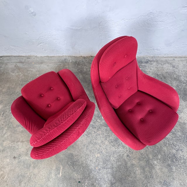 Vintage Burgundy Swivel Chair from Up Závody, 1960s For Sale - Image 10 of 11