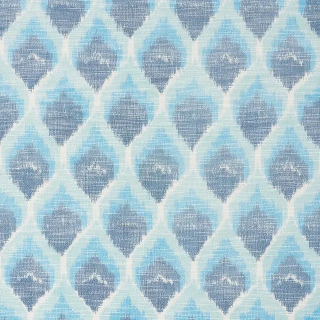 Sample - Schumacher Odisha Ikat Fabric in Blues For Sale
