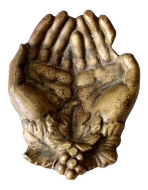 Vintage Cupped Hands Brass Dish