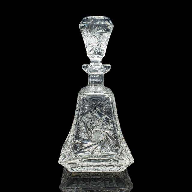 English Vintage Crystal Brandy Decanter, English, Cut Glass Spirit Vessel, Mid Century For Sale - Image 3 of 12