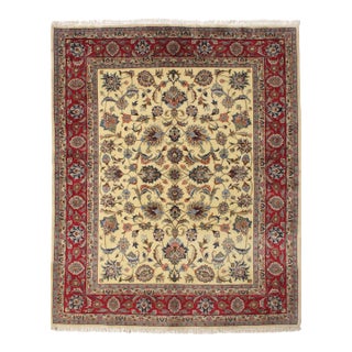 Vintage Hand-Knotted Persian Mashad Rug 6'8" X 8'1" For Sale