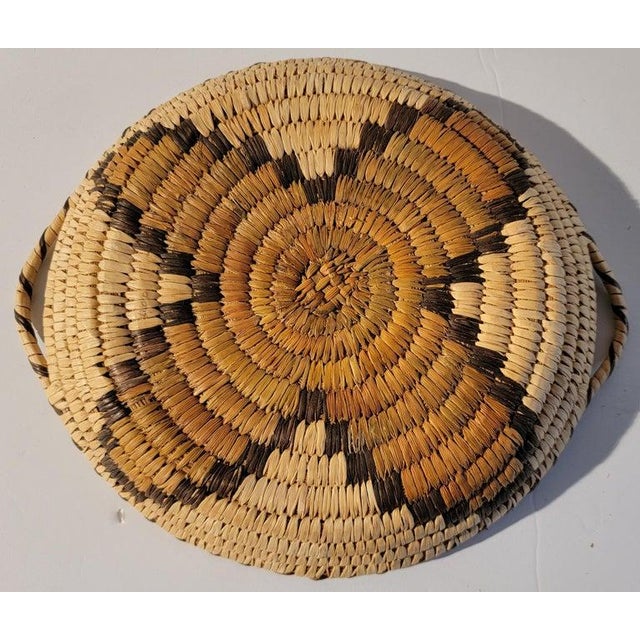 20th C Medium Hand Woven Hemp Tray With Handles For Sale In Los Angeles - Image 6 of 8