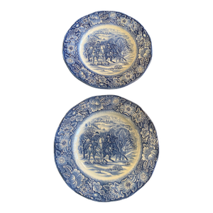 1980s Staffordshire England Liberty Blue 8 3/4” Luncheon Plates