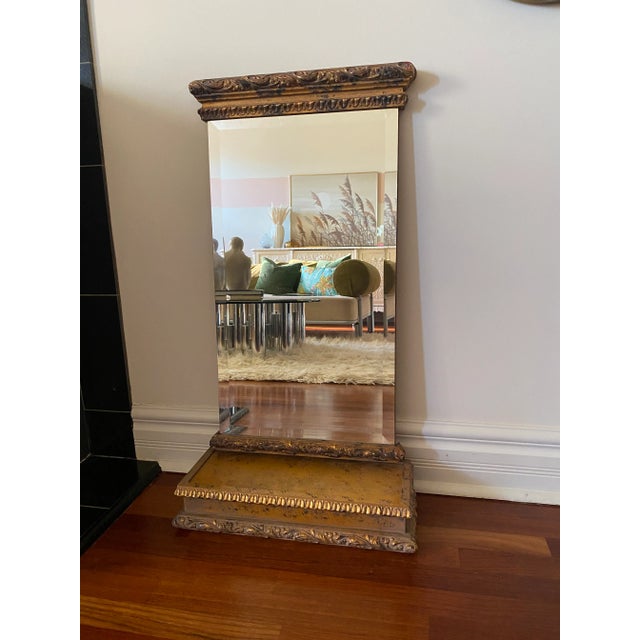Vintage French Hollywood Regency Gilt Beveled Mirror With Slide Out Cabinet For Sale - Image 10 of 10