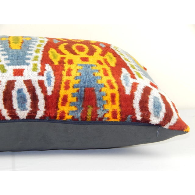 Silk Velvet Ikat Accent Pillow For Sale - Image 4 of 8