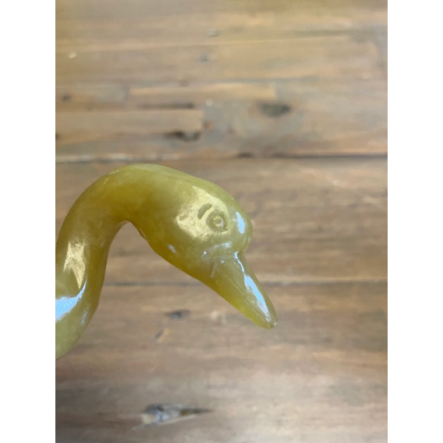 Vintage Carved Chinese Serpentine Jade Swan Goose For Sale - Image 11 of 12