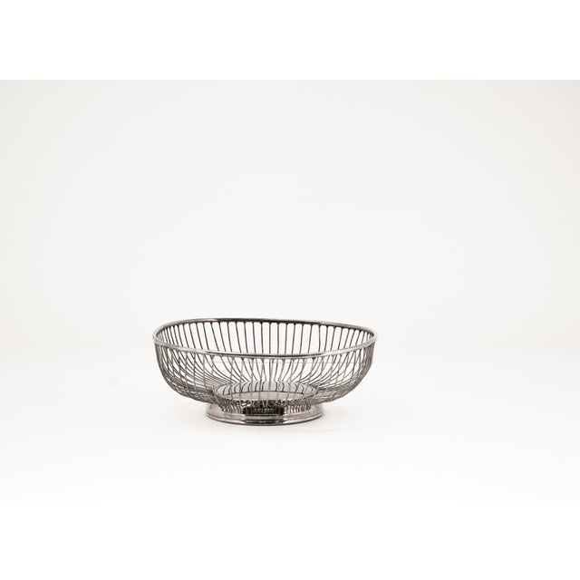 Mid-Century Modern Silver-Plated Wire Basket, 1950s For Sale - Image 4 of 9