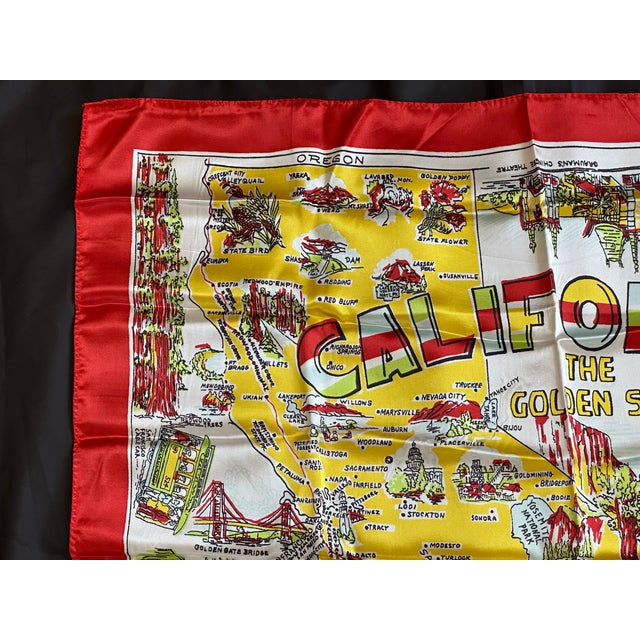 This 1960s vintage California pictorial map is a vibrant piece of textile art. Hand screened on to acetate, the vintage...