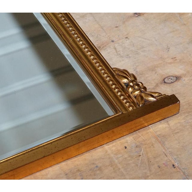 Glass Vintage Victorian Gilted Overmantel Wall Mirror For Sale - Image 7 of 13