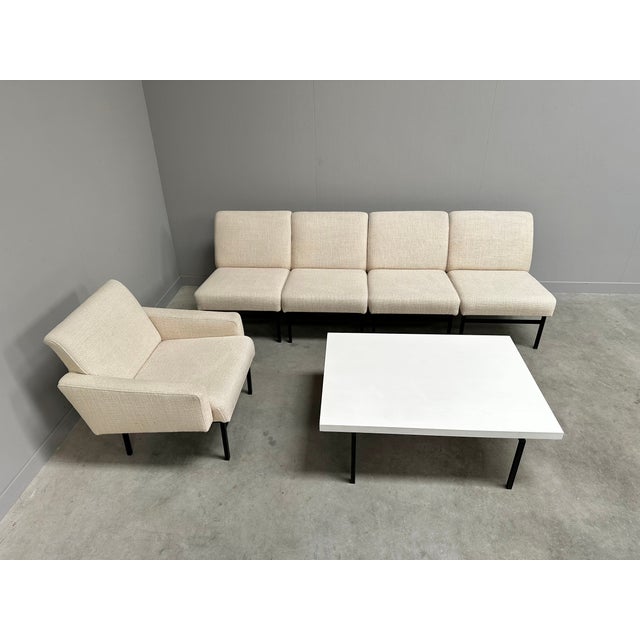 Metal Mid-Century Modern Chairs and Coffee Table, 1960s, Set of 6 For Sale - Image 7 of 15