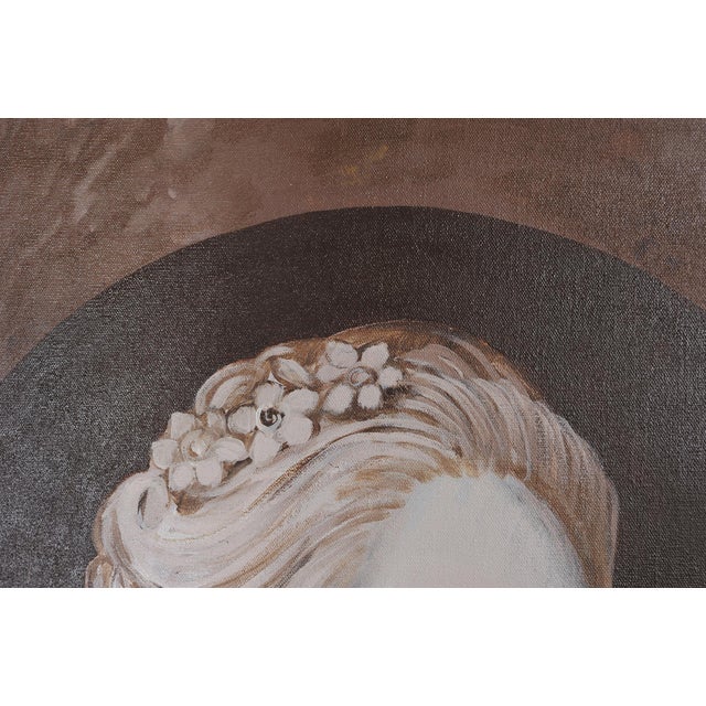 Textile William Skilling "Bust of a Lady" Oil on Canvas Painting 3' Ft For Sale - Image 7 of 18