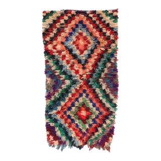Moroccan Vintage Boucherouite Rug - 3'1" X 5'11" For Sale