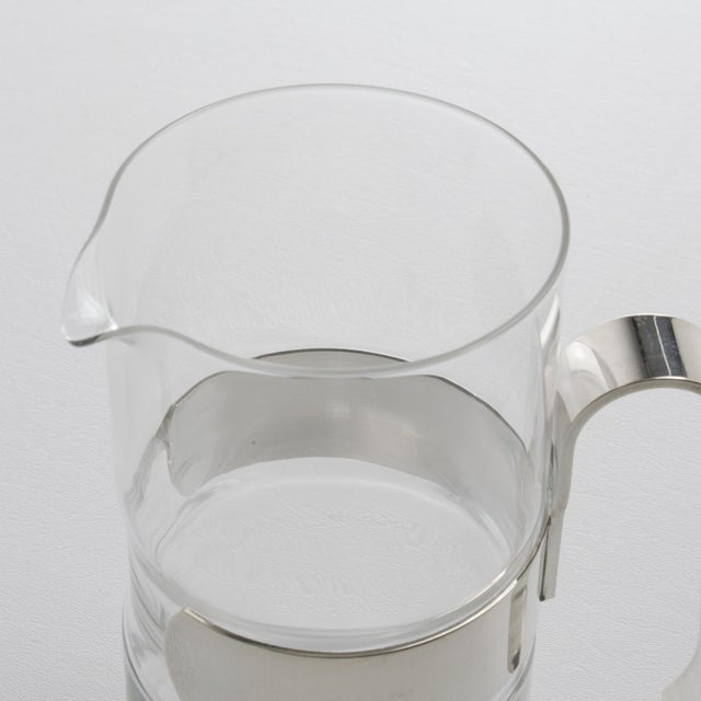 Metal Silver Plate and Crystal Martini Cocktail Pitcher Mixer by Pm Italy For Sale - Image 7 of 11