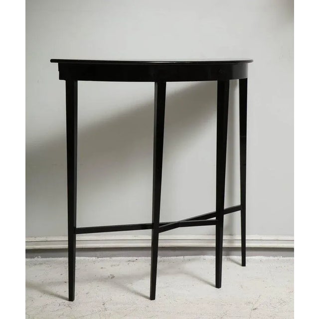 Not Yet Made - Made To Order Bespoke Ebonized Demilune Console on Tapered Legs For Sale - Image 5 of 9