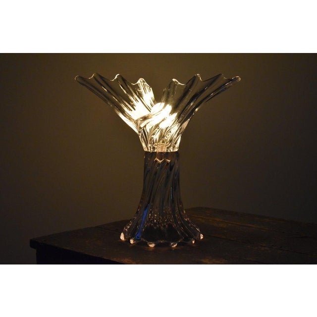 Art Deco Vintage Art Vannes French Blown Crystal Table Lamp, Circa 1970s For Sale - Image 3 of 12