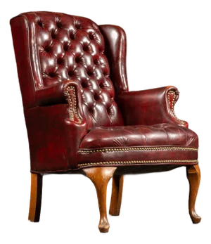 Vintage Tufted Leather Wingback Chesterfield Armchair in Oxblood