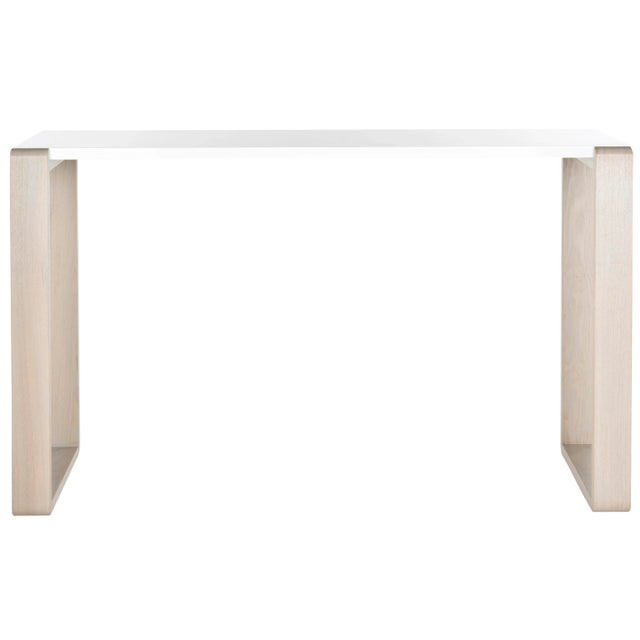 2020s Mid Scandinavian Lacquer Console Table in White & Grey For Sale - Image 5 of 5
