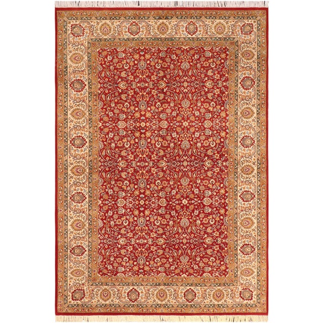 Shabby Chic 1990's Floral Pak-Persian Red/Beige Wool Rug - 6'1'' X 9'2'' For Sale - Image 9 of 9