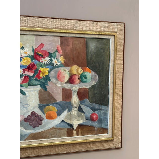 Ellis Wallin, Flowers and Fruit, 1968, Oil on Canvas, Framed For Sale - Image 13 of 16