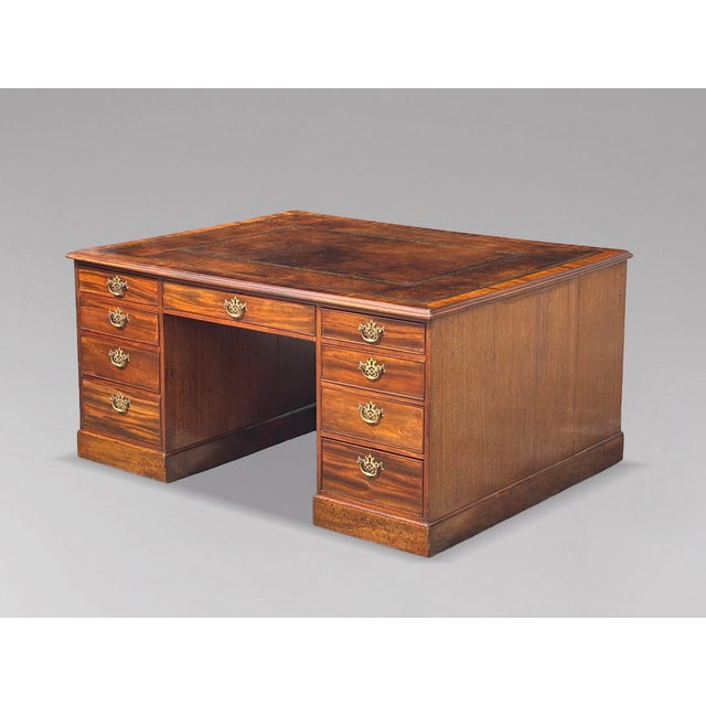 Large 18th Century George III Mahogany Partners Desk, 1790 For Sale - Image 3 of 14