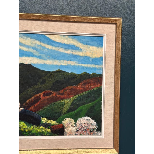 Mid-Century Modern John B. Hinna, Mountain Landscape, 1970, Oil on Panel, Framed For Sale - Image 3 of 18