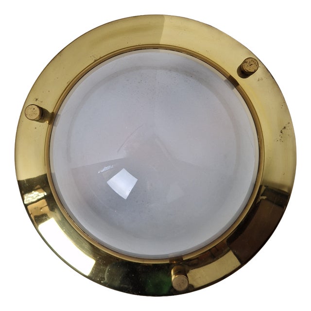 Large LSP6 Tommy Ceiling Light in Brass and Etched Glass by Luigi Caccia Dominioni for Azucena, 1950s For Sale