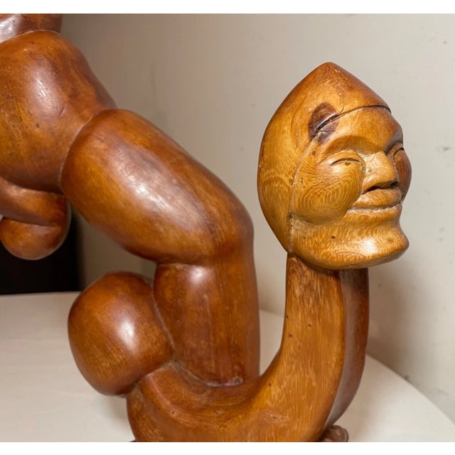 Vintage Hand Carved Modernist Contemporary Wood Figural Sculpture Statue Art For Sale In New York - Image 6 of 14