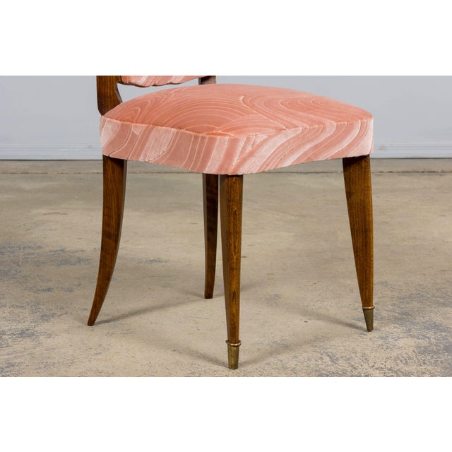 1940s French Parisian Art Deco Oak Dining Chairs in Blush Velvet - Set of 6 For Sale - Image 10 of 18