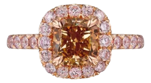 GIA Certified 1.54 Carat Fancy Yellow-Brown Cushion Cut Diamond Cocktail Ring