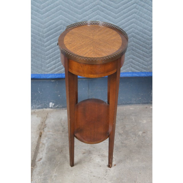 Mahogany English Provincial 2 Tier Brass Gallery Tray Side Table Stand For Sale - Image 10 of 13