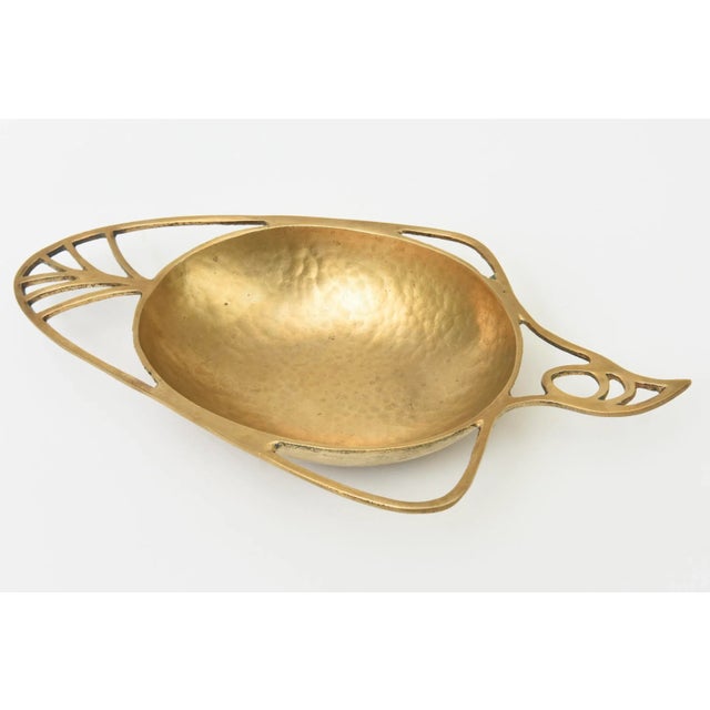 Mid-Century Modern Vintage Mid Century Modern Abstract Sculptural Brass Bird Bowl Hand Hammered Hand Wrought For Sale - Image 3 of 10
